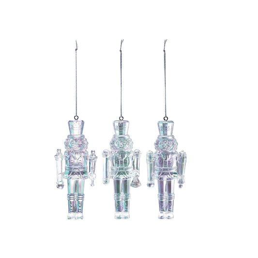 5"H Plastic Nutcracker Ornament, Iridescent Finish, 3 Styles
