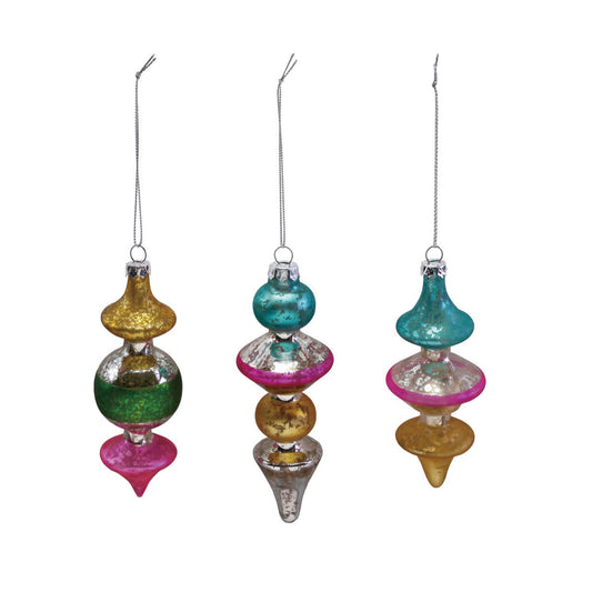 Approximately 5"H Mercury Glass Finial Ornament, 3 Styles