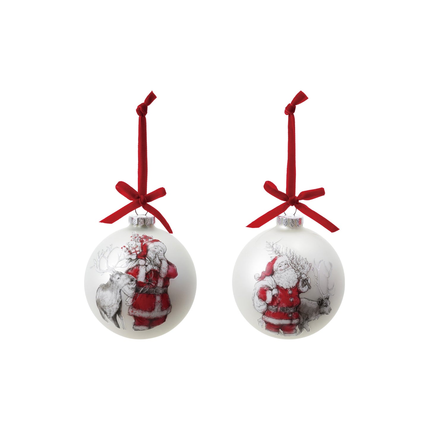 Glass Ball Ornament with Bow & Velvet Ribbon, 2 Styles ©
