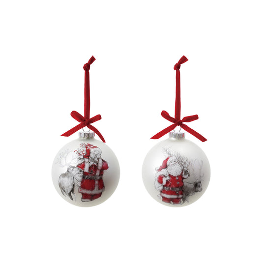 Glass Ball Ornament with Bow & Velvet Ribbon, 2 Styles ©